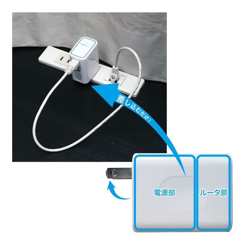 Planex MZK-DP300N Hotel WiFi Outlet Directly Plug-in Wireless LAN Router,