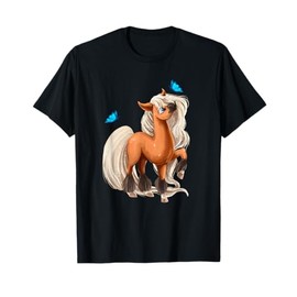 Pony Carino con Farfalle Cavallo Equitazione Cavalli Maglietta