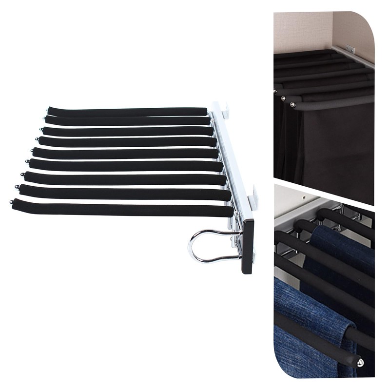 Pull Out Pants Rack Trousers Hanger, 9-Arm Steel Jeans Pants