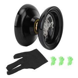 Kids Yoyo Toy Unresponsive Bearing Stable Rotation Cool Looking Alloy Yoyo Ball with Glove Strings Glossy Black