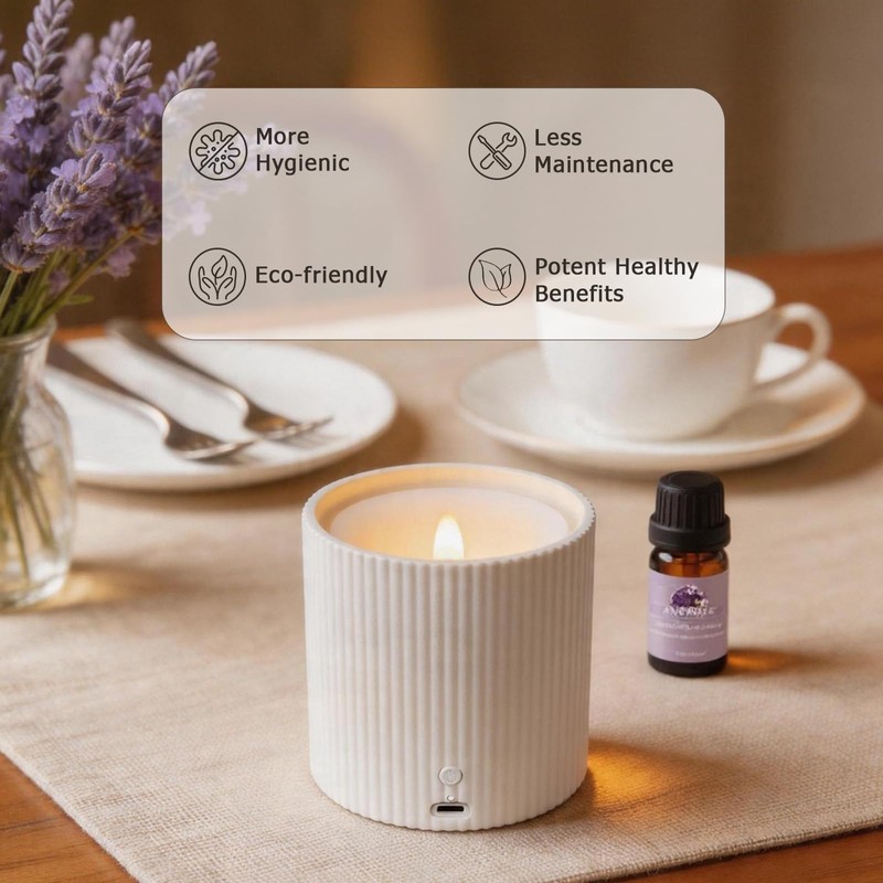 NO-Battery LED Candle Waterless Diffuser and 3D Wick and Realistic