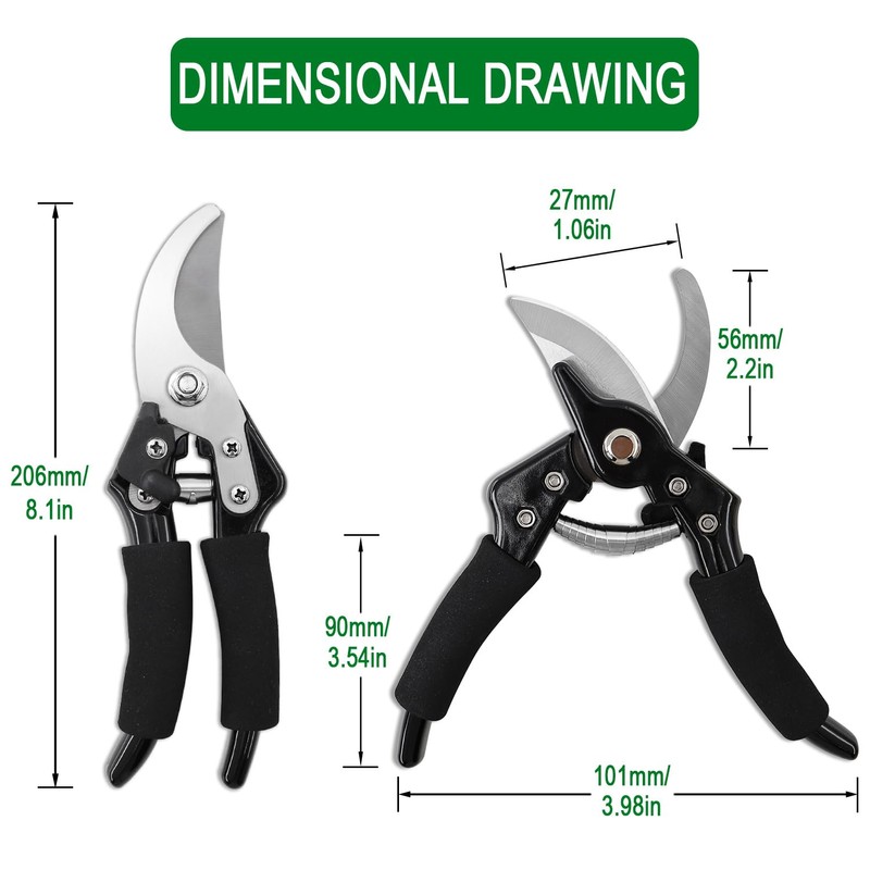 BSRTTOOL Bypass Pruning Shears Garden Clippers, Gardening Scissors with Sharp,