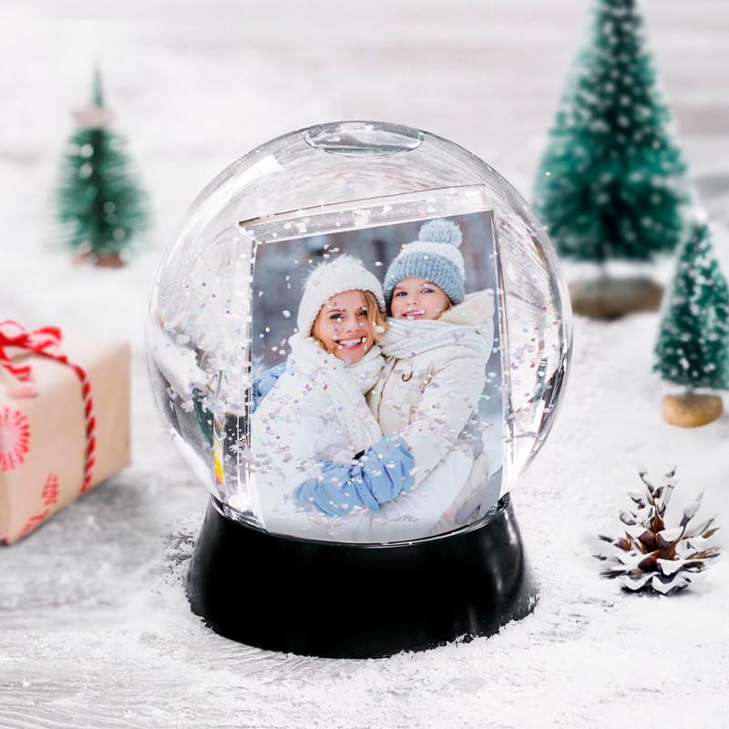 Neil Enterprises Inc. Sphere 2-Photo Snow Globe with Black Base