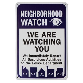 AEIOUO Neighborhood Watch - We are Watching You" Sign Man Cave Tin Signs Vintage Garage Wall Signs Retro Decor Indoor Road Country Metal 8X12Inch