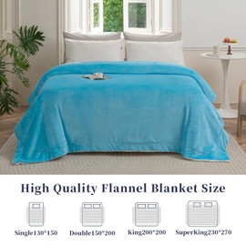 Good Nite Blanket 130x150cm Reversible Sherpa Fleece Blanket Fluffy Polyester Blanket Soft and Warm Bed Blankets for Home life and Travel (Blue,Single)