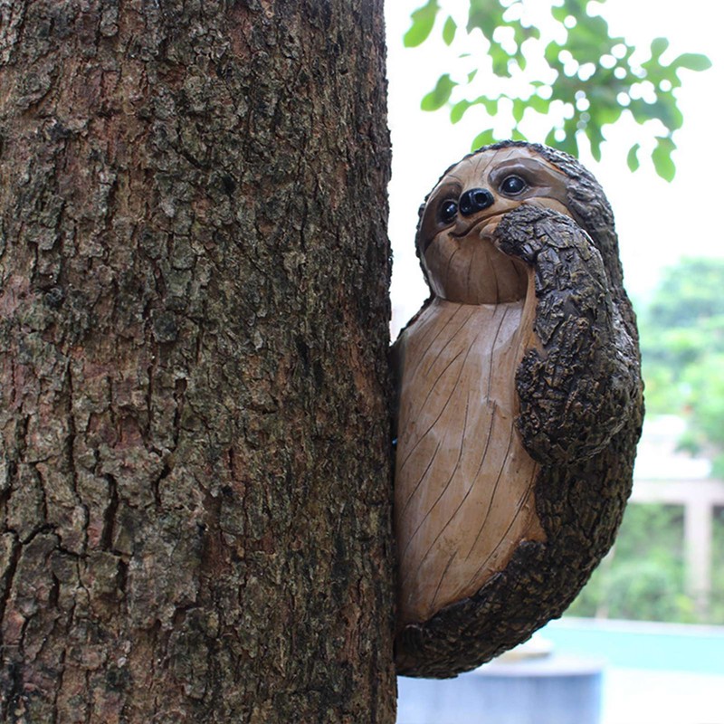 Garden Peeker Sloth Sculptures Lovely Innovative Simulation Resin Waterproof Lasting