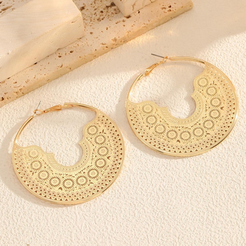 Chunky Hoop Earrings for Women Statement Gold Bohemian Geometric Hollow