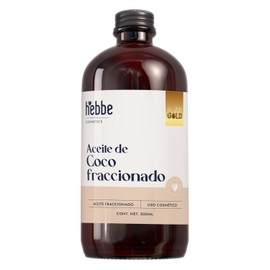 HEBBE Aceite de Coco Fraccionado 500 ml | Absorción Rápida | Hidratante Ligero para Piel y Cabello | Anti Frizz y Brillo
