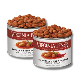 Virginia Diner Peanuts - Sriracha & Honey Roasted - Gift Pack of 2, 9 oz. Cans By Lyza's Sweets & Treats