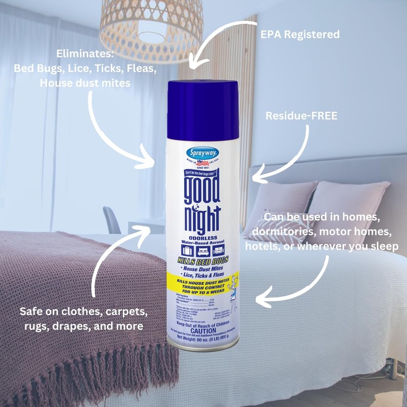 Good Night Bed Bug Spray, 16oz | Odorless, Water-Based, EPA