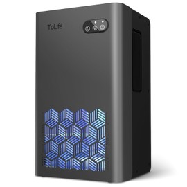 ToLife Dehumidifier for Home 95 OZ Water Tank, 1000 sq.ft Dehumidifiers for Basement Bedroom Bathroom with Auto Shut Off 7 Colors LED Light, Grey