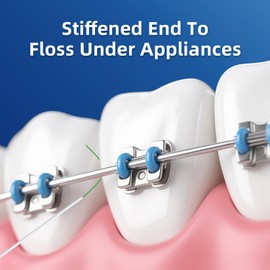 RioRand 3-in-1 Dental Floss for Braces - 80 Pre-Cut Strands with Floss Threaders | Orthodontic Floss for Effective Cleaning (Pack of 2)