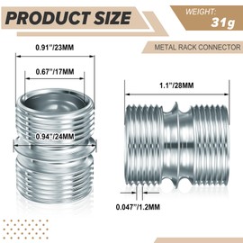 Shimeyao 8 Pcs Coarse Thread 16 Teeth Connector for 1"/ 25.4mm Diameter Wire Shelving Poles, Shelving Connectors, Wire Shelf Pole Parts Accessories for Shelf Unit, Extending Wire Rack Shelving