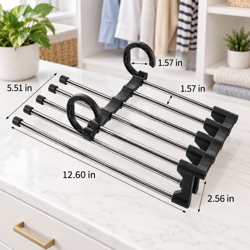 1PC Telescopic Folding Pants Rack, Multi-layer Pants Rack, Pants Hanger,