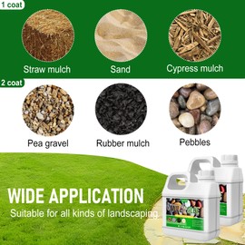 Mulch Glue - 64oz Mulch Adhesive Pea Gravel Binder for Landscaping, Garden - Concentrate Landscape Rock Glue Mulch Stabilizer, Last up to 2 Years, Gravel Glue & Lock for Bonding Bark, Sand