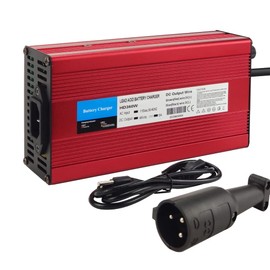 48 Volt 6 Amp for Club Car Golf Cart Battery Charger with 3 Pin Round Plug, Red Aluminum Shell