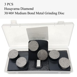 Redi-Lock Concrete Floor Preparation Disc, Diamond Metal Grinding Shoes, Double Round Segs Compatible for Husqvarna Grinder, 30/40 Grit Medium Bond, 3PCS