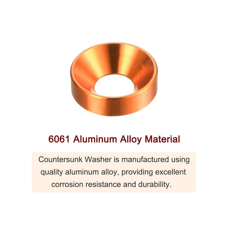 sourcing map 30pcs Countersunk Washers M5 Anodized Aluminum Alloy End