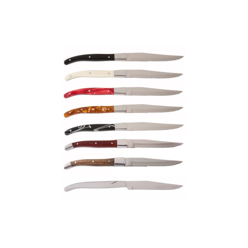Fortessa Provencal Serrated Steak Knife, 9.25-Inch, Red Handle, Set of