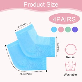 BRITIVIVE Fersensocken 4 Paar Anti-riss-feuchtigkeitsspendende Fersensocken Fersensocken Hornhaut Gel Socken Gegen Hornhaut für Frauen und Männer Trockene Harte Gerissene Haut