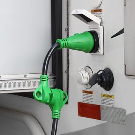 RVGUARD 30 Amp to 50 Amp RV Adapter with Locking Connector 12 Inch, NEMA TT-30P Male to NEMA SS2-50R Female Dogbone Electrical Converter with LED Power Indicator, Green, ETL Listed