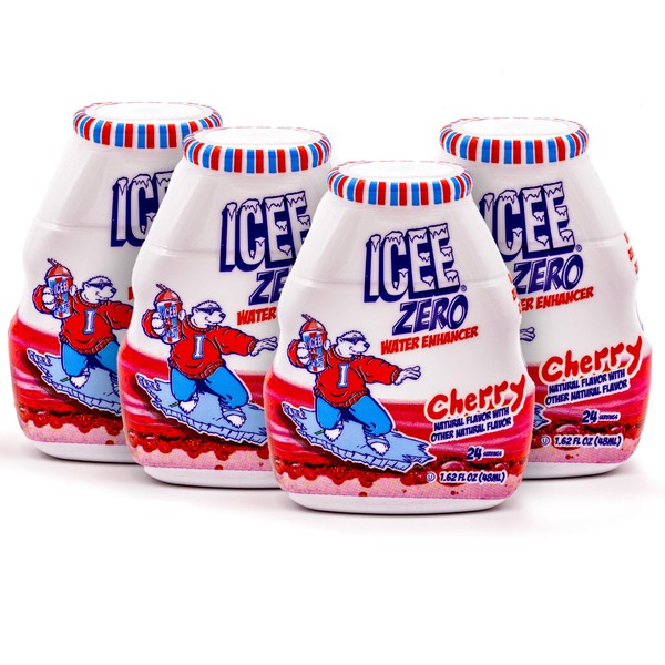 ICEE Zero Calorie Cherry Liquid Water Enhancer Flavor Drops - 1.62 Fluid Ounces (48 Milliliters) - Pack of 4