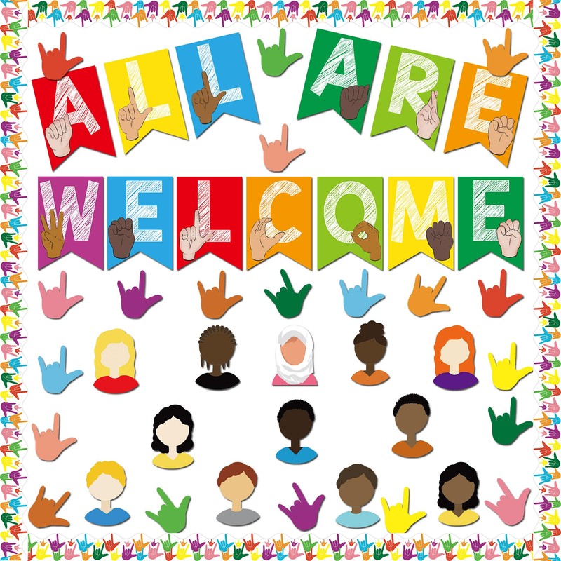 YIYDONG 67 ASL Welcome Bulletin Board Set - Classroom Flags