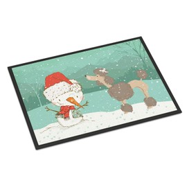 Caroline's Treasures CK2065MAT Chocolate Poodle Snowman Christmas Indoor or Outdoor Mat 18x27, 18H X 27W, Multicolor