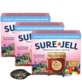 Sure-Jell Low Sugar Pectin for Canning – Pack of 3 (1.75 oz Boxes) – Fruit Pectin for Low or No Sugar Jam, Jelly & Preserves – Includes Candy Freezer Gem Spoon (Low Sugar) - Gem Spoon
