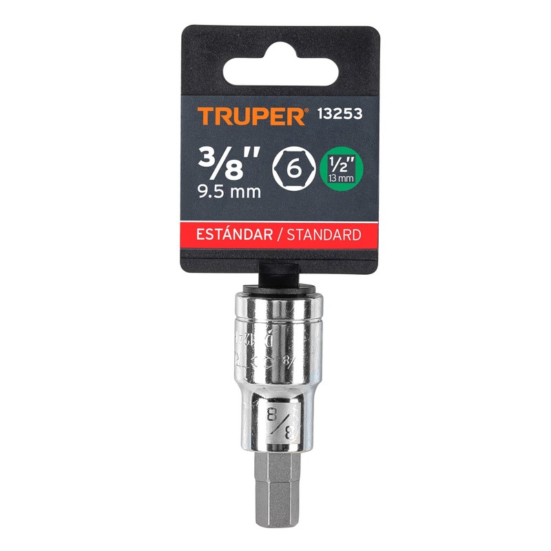 Truper D-1241-3/8, Dados de punta hexagonal, cuadro 1/2" de 3/8"