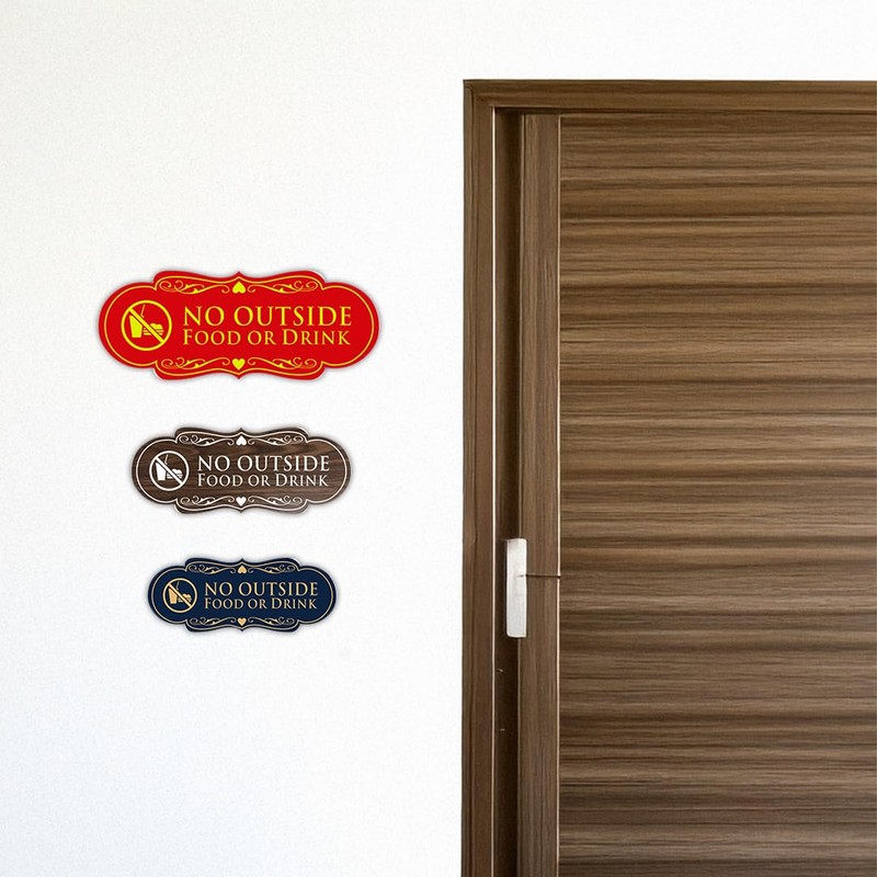 Signs ByLITA Designer No Outside Food or Drink Sign(Brushed Gold)