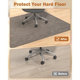 Blvornl Office Chair Mat for Hardwood Floor, 45"*53.1" Desk Computer Chair Mat for Hard Wood, Large Anti-Slip Hard Floor Protector Rolling Chair Mat, PVC Mat Desk Rug for Office and Home Dark Brown