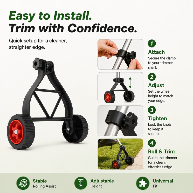 Adjustable Trimmer Support Wheel for Lawn Edging – Universal Auxiliary