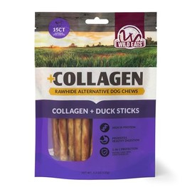 Wild Eats Real Duck Collagen Retriever Sticks for Dogs, (15 Count) - Long Lasting Dog Chew Treat, Rawhide Free, Low Fat, High Protein, Grain Free