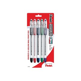 Pentel RSVP Ballpoint Pen, Fine Line, (0.7mm), Assorted Ink, Pack of 5 (BK90BP5M)