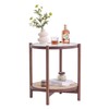 Tiita Rattan Coffee Table, Round End Table, 2-Tier Modern Side