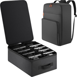 Aleemin Par Light Bag Soft Padded for 10 Par Lights, Stage Lighting Case with Removable Dividers & Backpack-strap & Handle, Lights Bag with Large Pocket for Par Light, Spotlight, Led Light, DJ Light