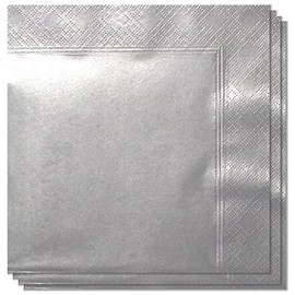 PARTYRama Metallic Silver 2 Ply Napkins - 33cm - Pack of 100
