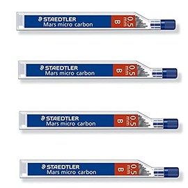 STAEDTLER Mars Micro Carbon 250 0.5mm B - Pencil Lead Refills - 4 Tubes/Packs (48 Leads) B