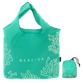 Nereiva 55 Pound Reusable Shopping Bag Sea Green - Foldable into a Small Pouch - Washable Reusable Grocery Bag, Durable & Stylish with handles for Easy Shoulder or Hand Carry