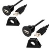 MXTECHNIC USB 2.0 Flush Mount Cable, Round Single Port USB