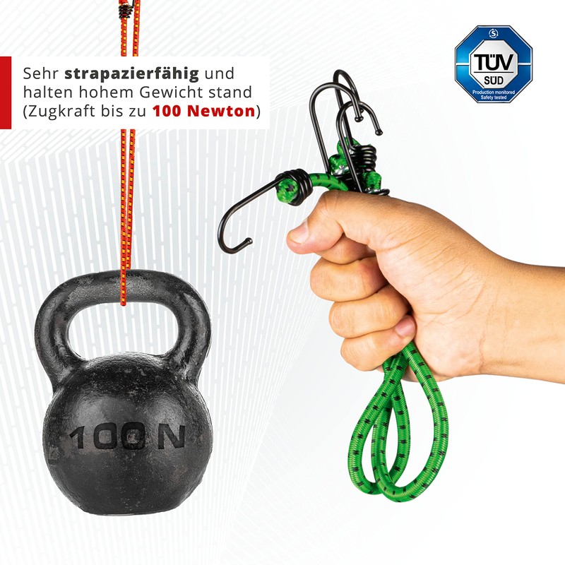 Walser Luggage Straps with Hooks, Bungee Rubber Set 2 x