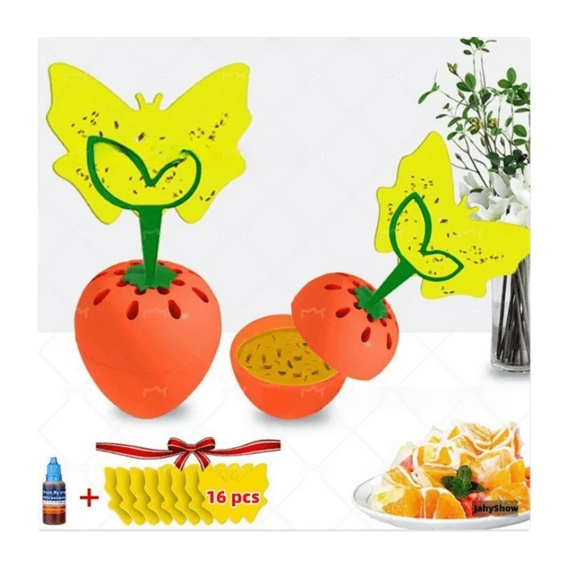 Unbranded 2-Pack Reusable Fruit Fly Traps with 16 Sticky Pads