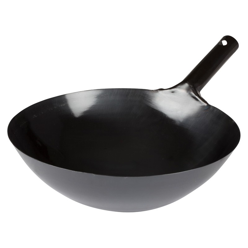 Winco Chinese Wok with Integral Handle, 14-Inch, Black