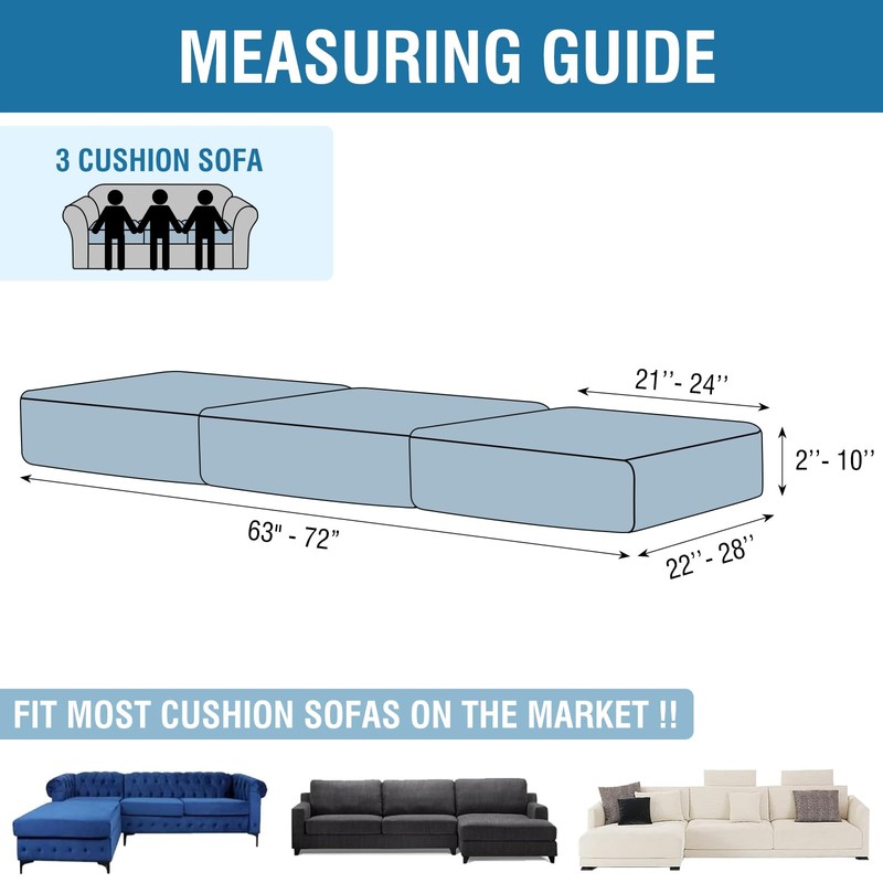 Taque Couch Cover Stretch Velvet Sofa Cushion Cover 3-Piece -