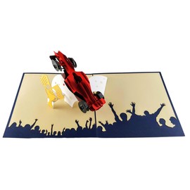 iGifts And Card Formula One 1 Racer 3D pop up greeting card - Car Racing, F1, Checkered Flag, Grand Prix, Half-Fold, Happy Birthday, Congratulations, Fun, Just Because, Friendship, Thank You, Miss You