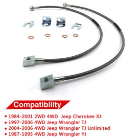 89702 - Líneas de freno delanteras de acero inoxidable, 26 pulgadas, compatibles con Jeep TJ/YJ/XJ 1987-06 (2 piezas)