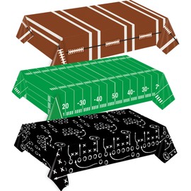 Lonfliness 3pcs Football Tablecloth Decorations Plastic Football Party Table Covers Disposable Rugby Tablecloth Party Supplies for Rectangle Tables Touch Down Game Day Party, 54x108Inch