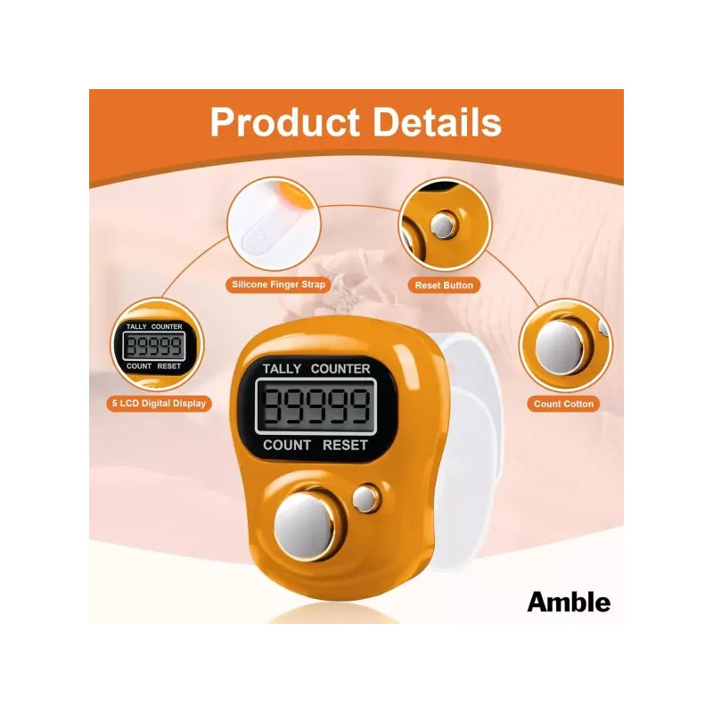 Ambel 앰블 12팩 전자 핑거 카운터 5자리 LCD 디지털 디스플레이