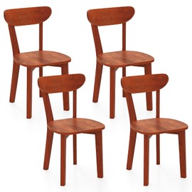 Giantex Wooden Dining Chairs Set of 4, Kitchen Chairs w/Curved Backrest & Solid Rubber Wood Frame, Mid Century Diner Chairs, Armless Side Chairs for Living Room Dining Room Restaurant